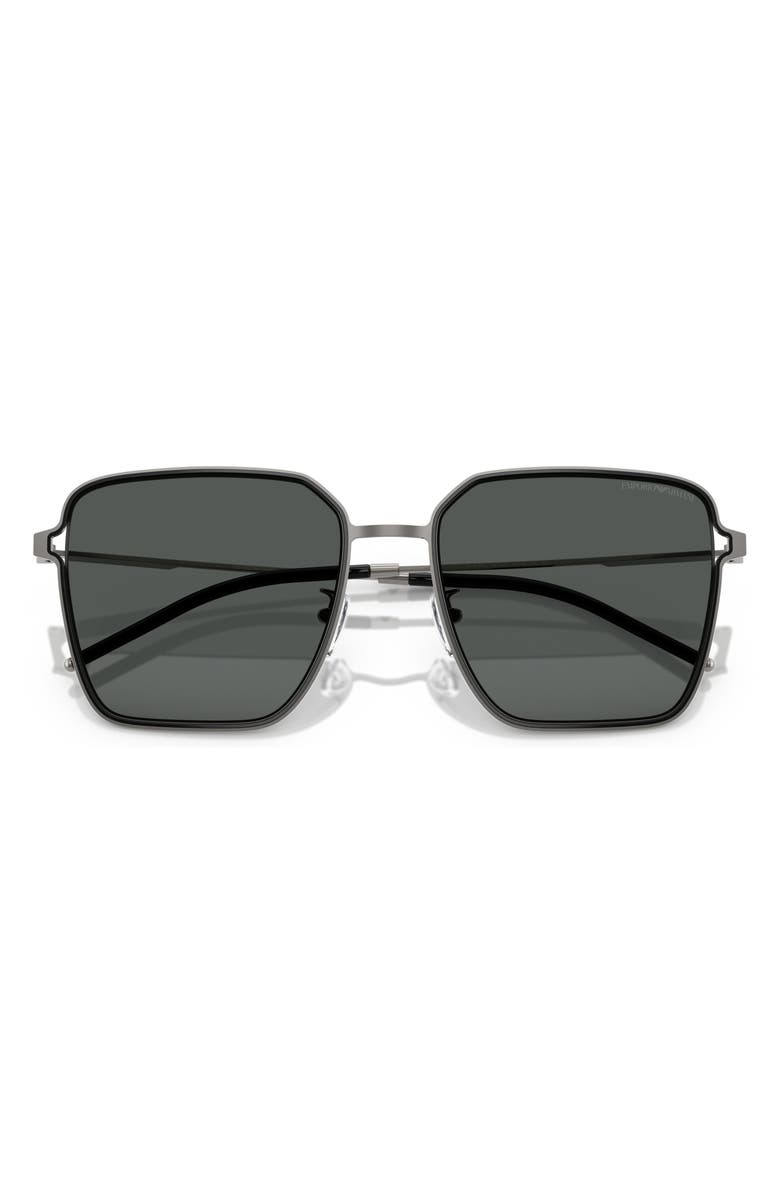 Emporio Armani 57mm Square Sunglasses, Alternate, color, Gunmetal / Black / Dark Grey