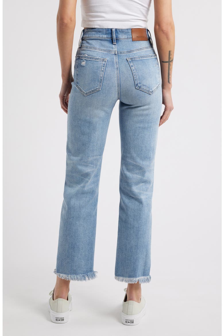 Distressed Fray Hem Straight Leg Jeans, Alternate, color, MED WASH