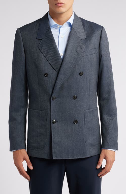 Tiger Of Sweden Jeen Wool Blend Double Breasted Sport Coat In Dusty Blue