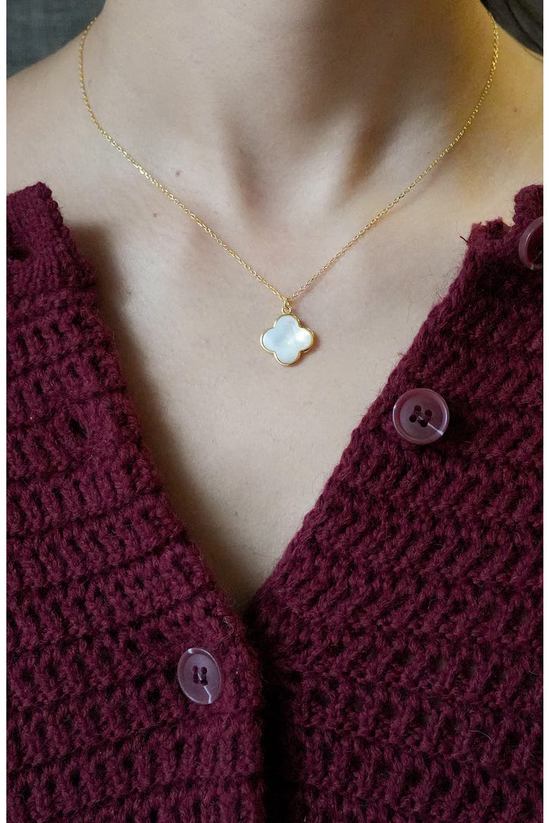 Mother-of-Pearl Clover Pendant Necklace, Alternate, color, WHITE/ GOLD