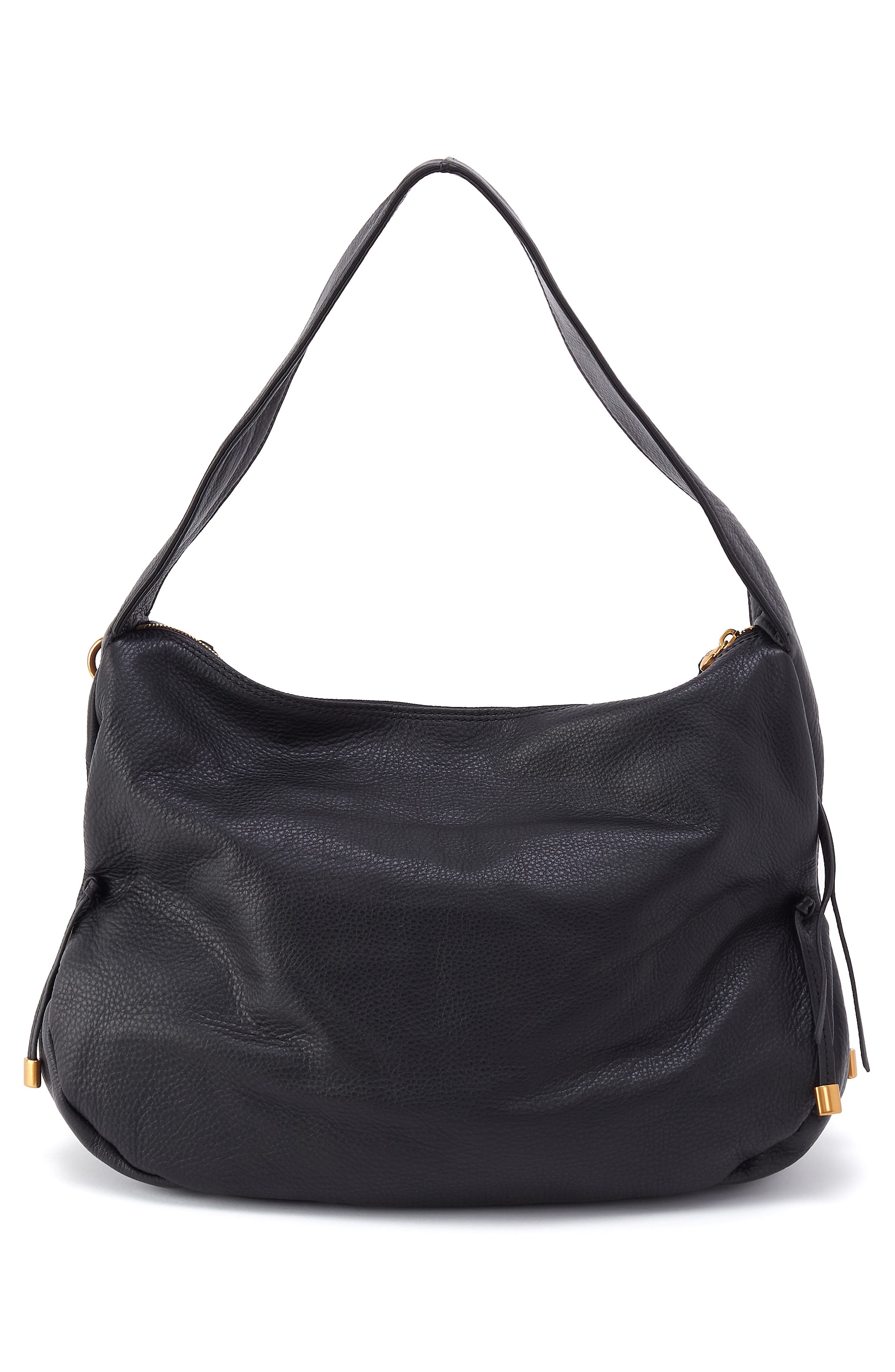 HOBO Kori Stud Detail Leather Hobo Bag, Alternate, color, Black