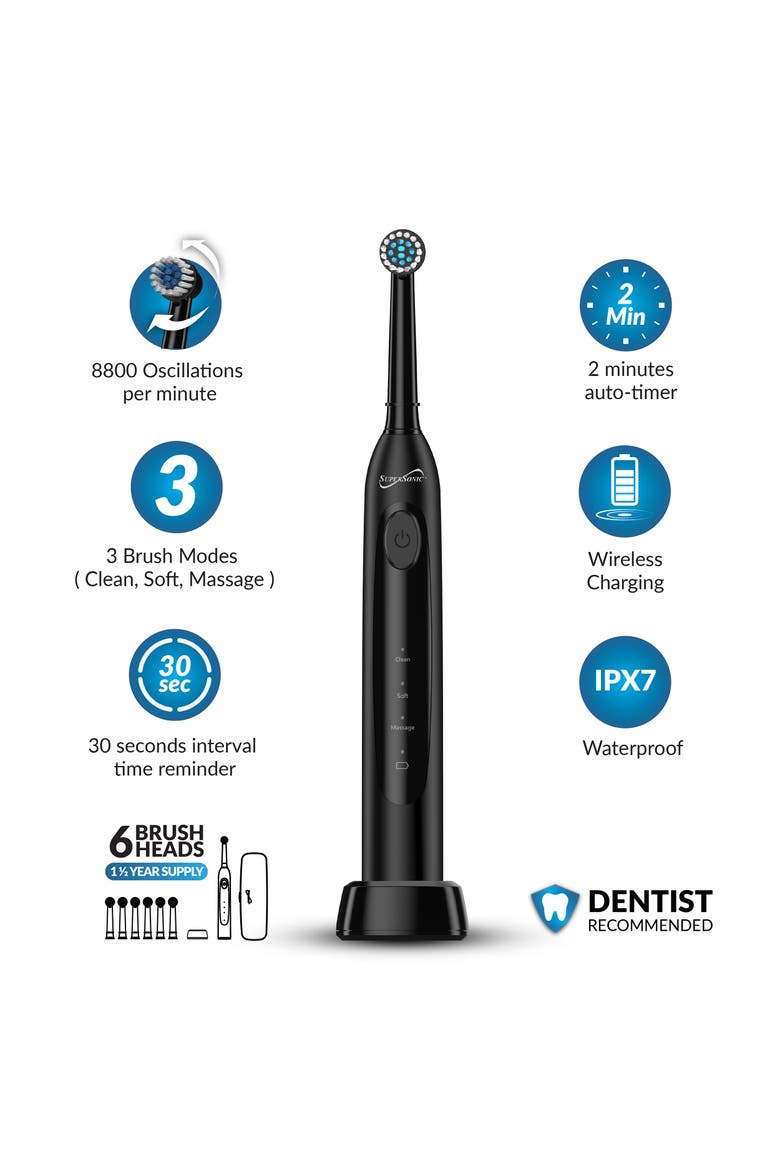 Sonic Zoom+ Wireless Rechargeable Toothbrush in Black, Alternate, color, Black
