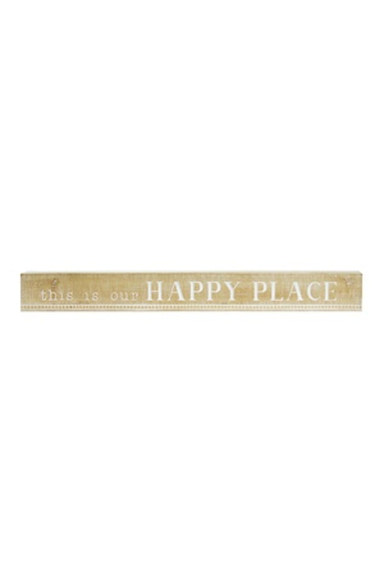 Wood Yellow Happy Place Wall Sign, 36 Inch Farmhouse Decorative Wall Art, Main, color, Yellow