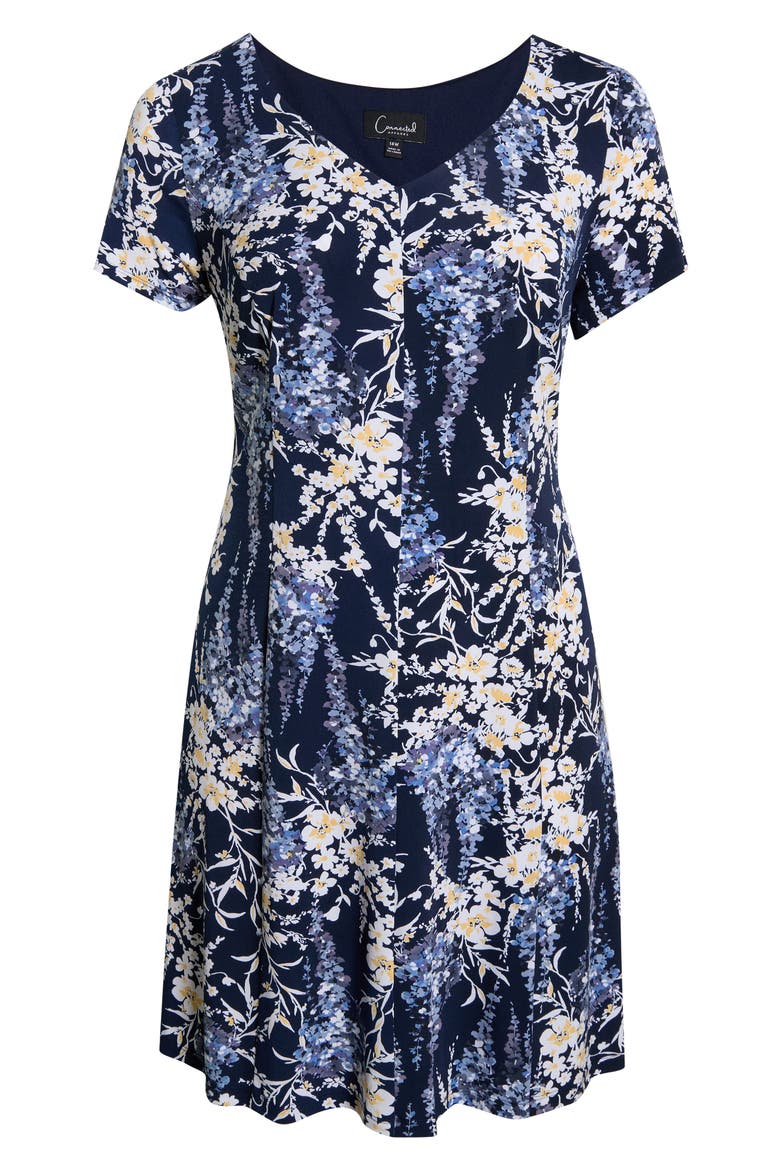 Floral Fit & Flare Dress, Alternate, color, SLATE