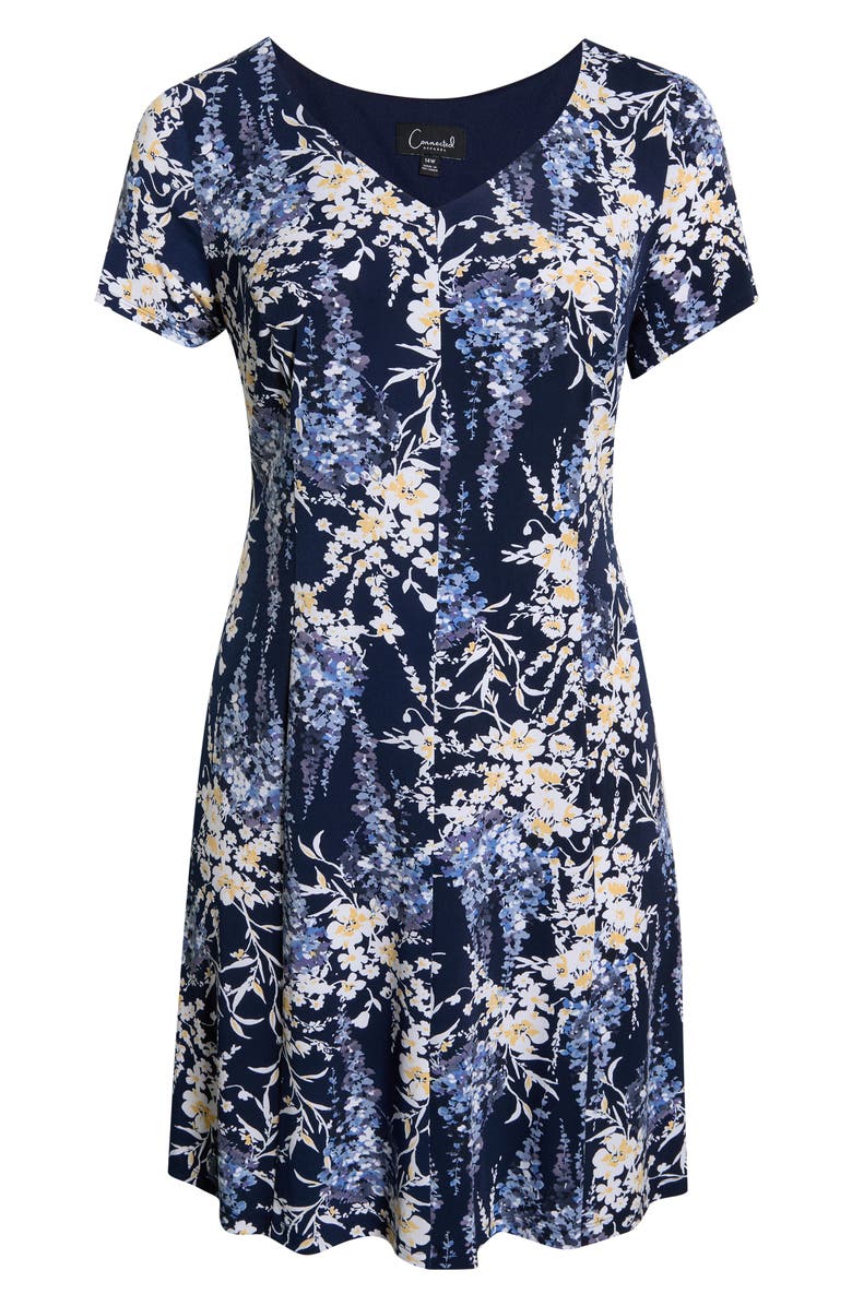 Connected Apparel Floral Fit & Flare Dress, Main, color, 