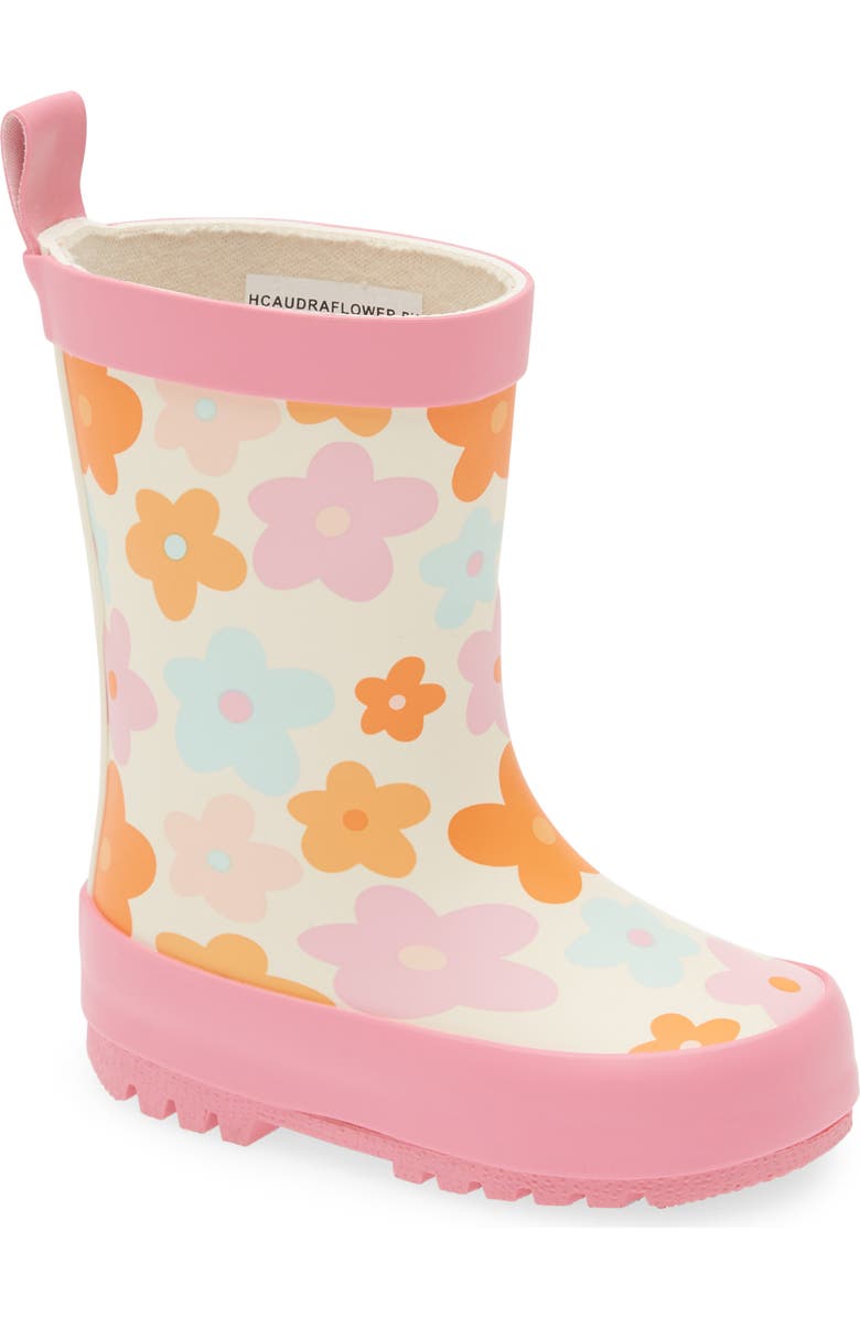 Harper Canyon Kids' Audra Flower Rain Boot, Main, color, Pink Floral