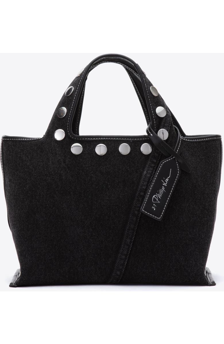 3.1 Phillip Lim Denim Mini Market Tote Bag with Studs, Main, color, Washed Black Denim