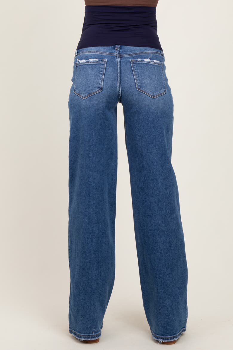 Lightly Distressed Wide Leg Maternity Jeans, Alternate, color, Blue