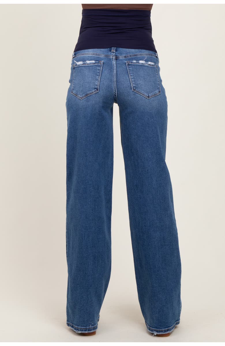 PinkBlush Lightly Distressed Wide Leg Maternity Jeans, Alternate, color, Blue