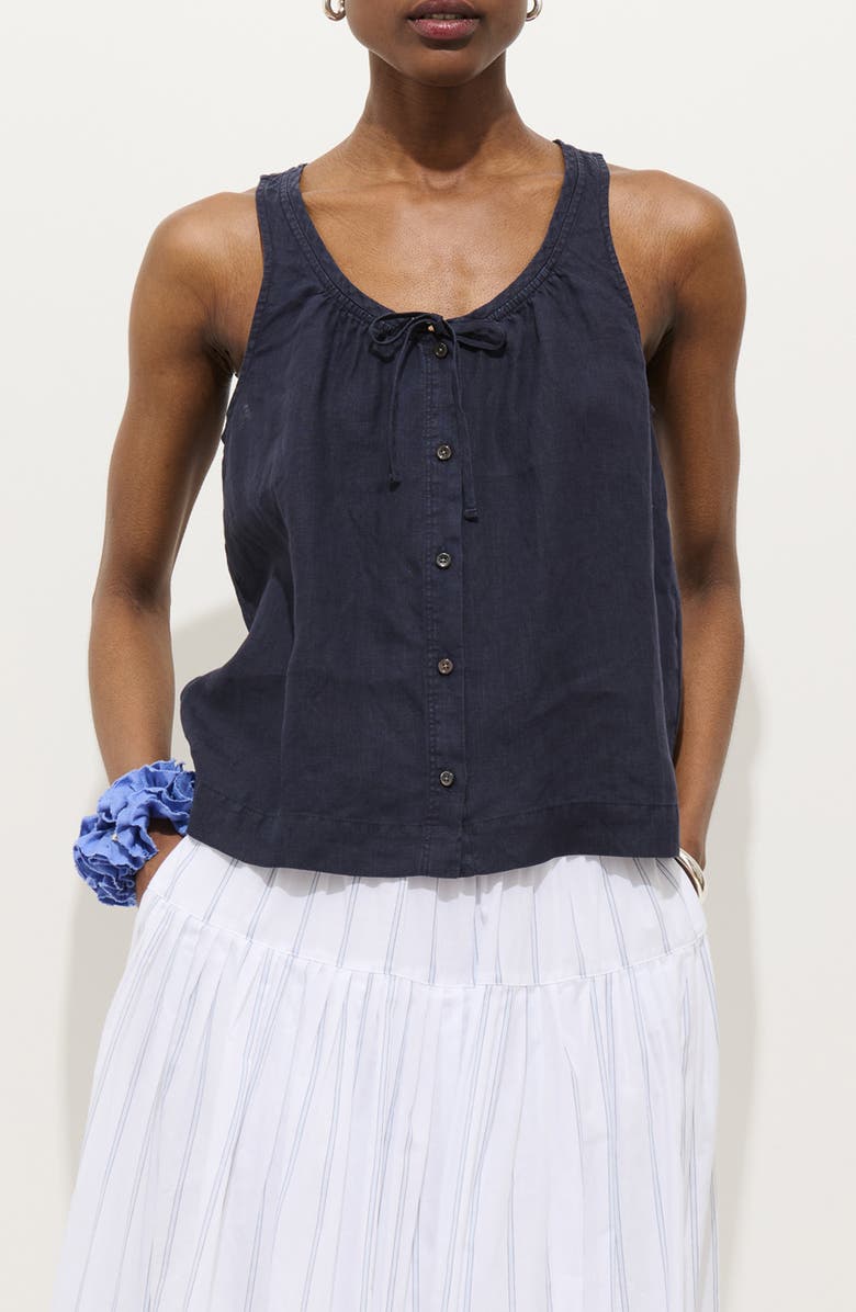 Alex Mill Sidney Sleeveless Linen Button-Up Top, Main, color, Dark Navy