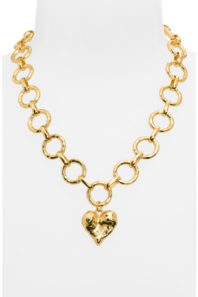 Molten Chain Heart Necklace, Alternate, color, GOLD