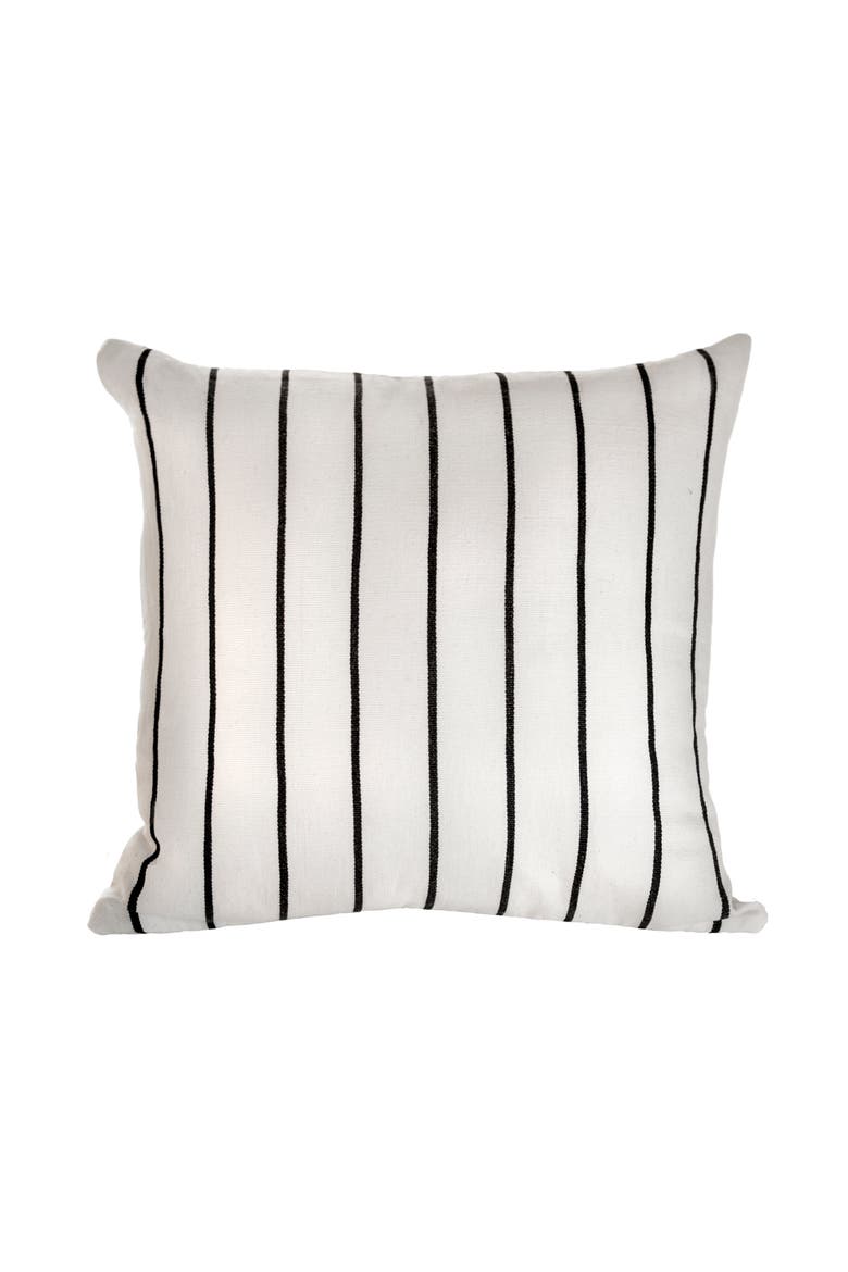 Santiago Atitlan I Striped Handwoven Cotton Square Throw Pillow, Main, color, White