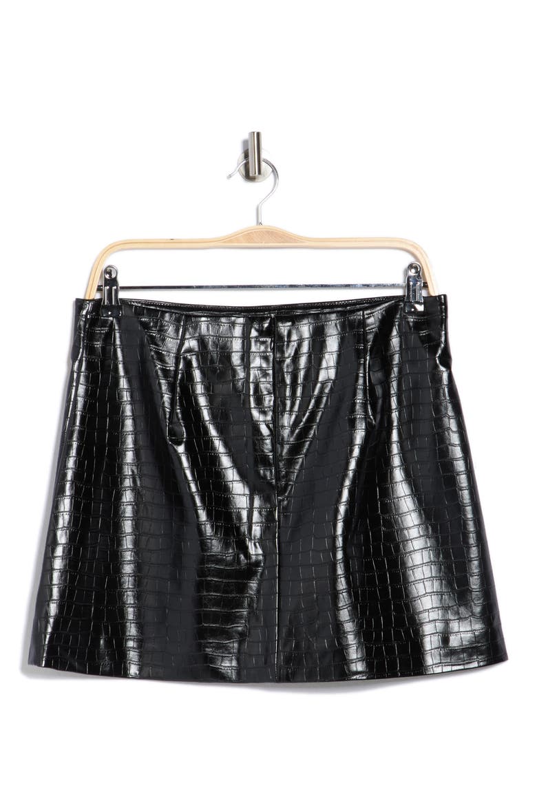 Faux Leather Miniskirt, Alternate, color, BLACK