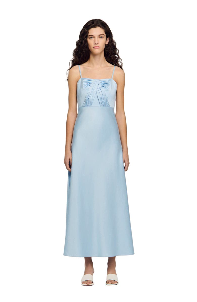 SANDRO Satin-effect maxi dress, Main, color, Blue Sky