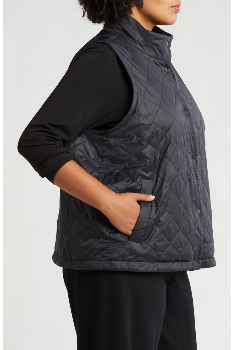 Reversible Quilted Vest, Alternate, color, BLACK