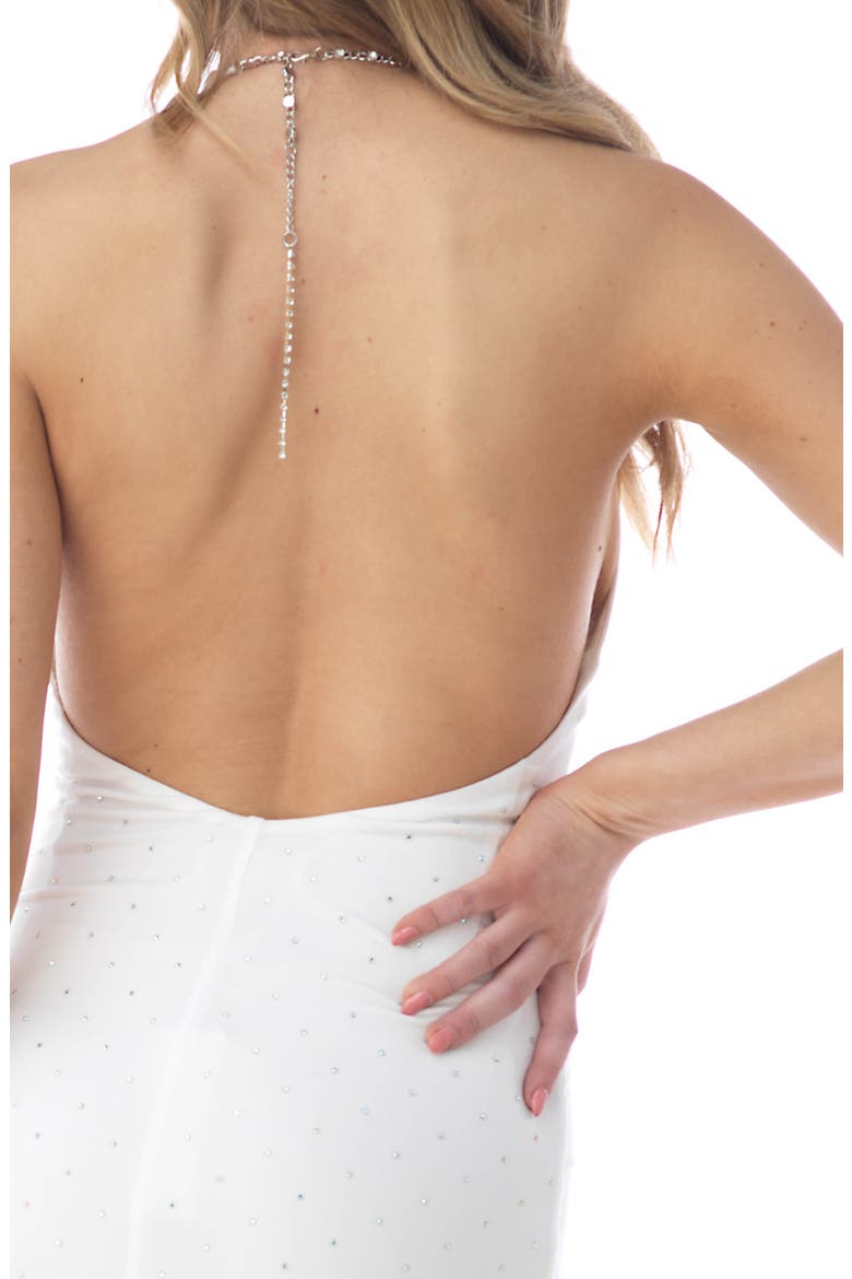 Rhinestone Open Back Halter Gown, Alternate, color, WHITE