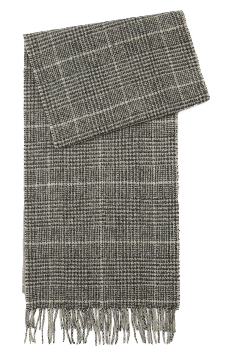 Barbour Noelle Check Wool Scarf, Alternate, color, Monochrome