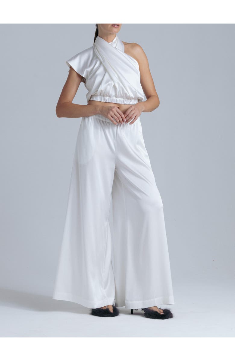Alas Silk Palazzo Pants, Alternate, color, Milk White