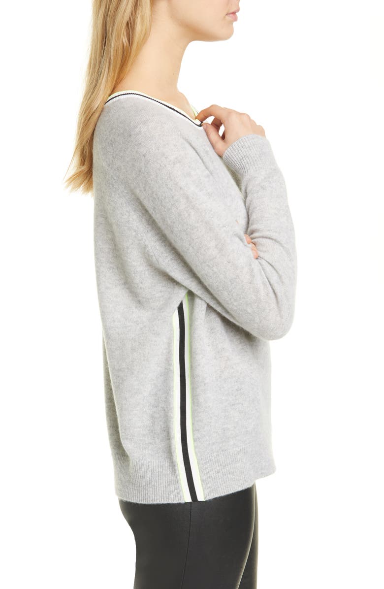 Alice + Olivia Moira Side Stripe Cashmere Blend Sweater, Alternate, color,