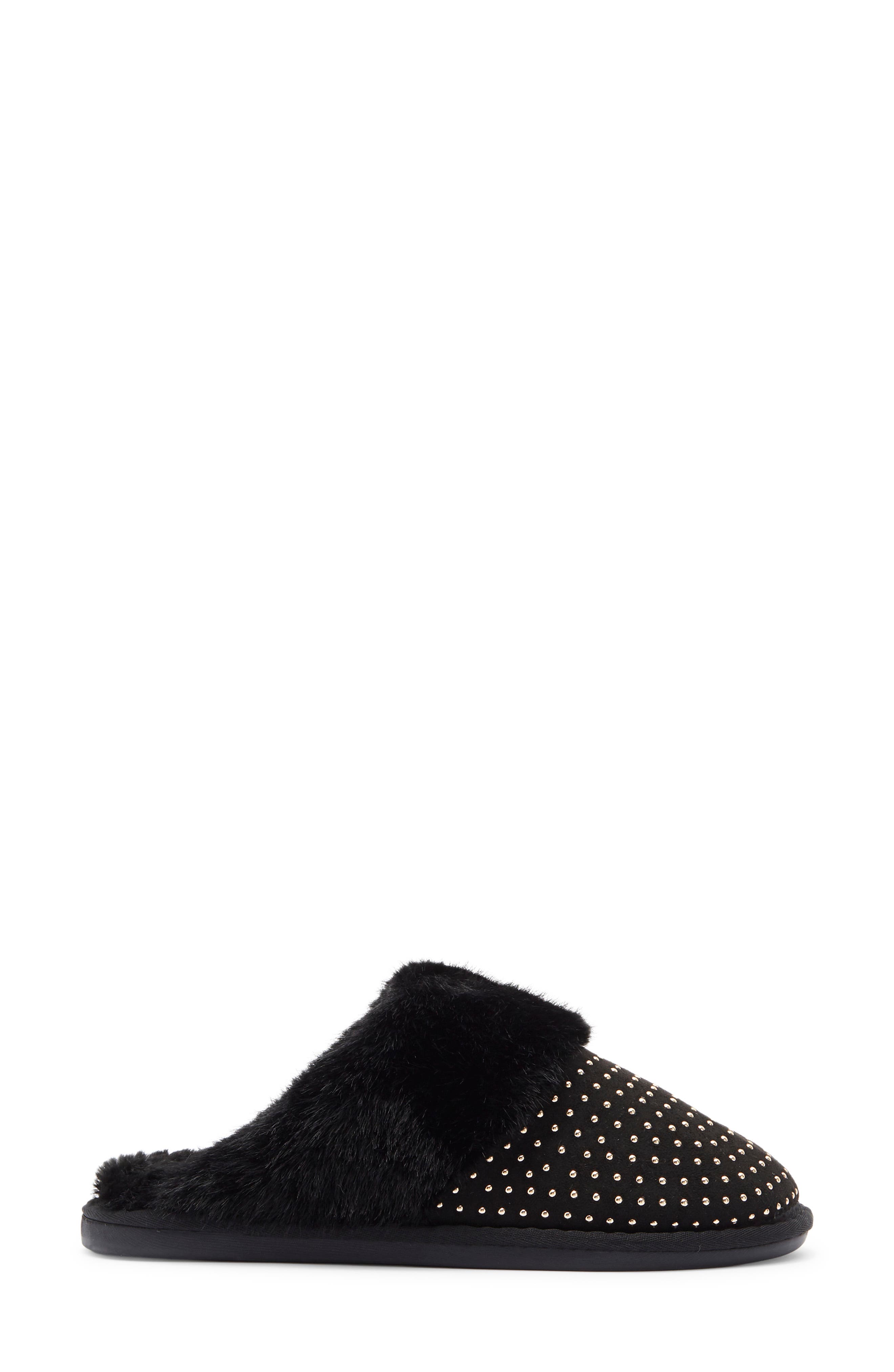 Rebecca Minkoff Marni Faux Fur Trim Scuff Slipper, Alternate, color, Black