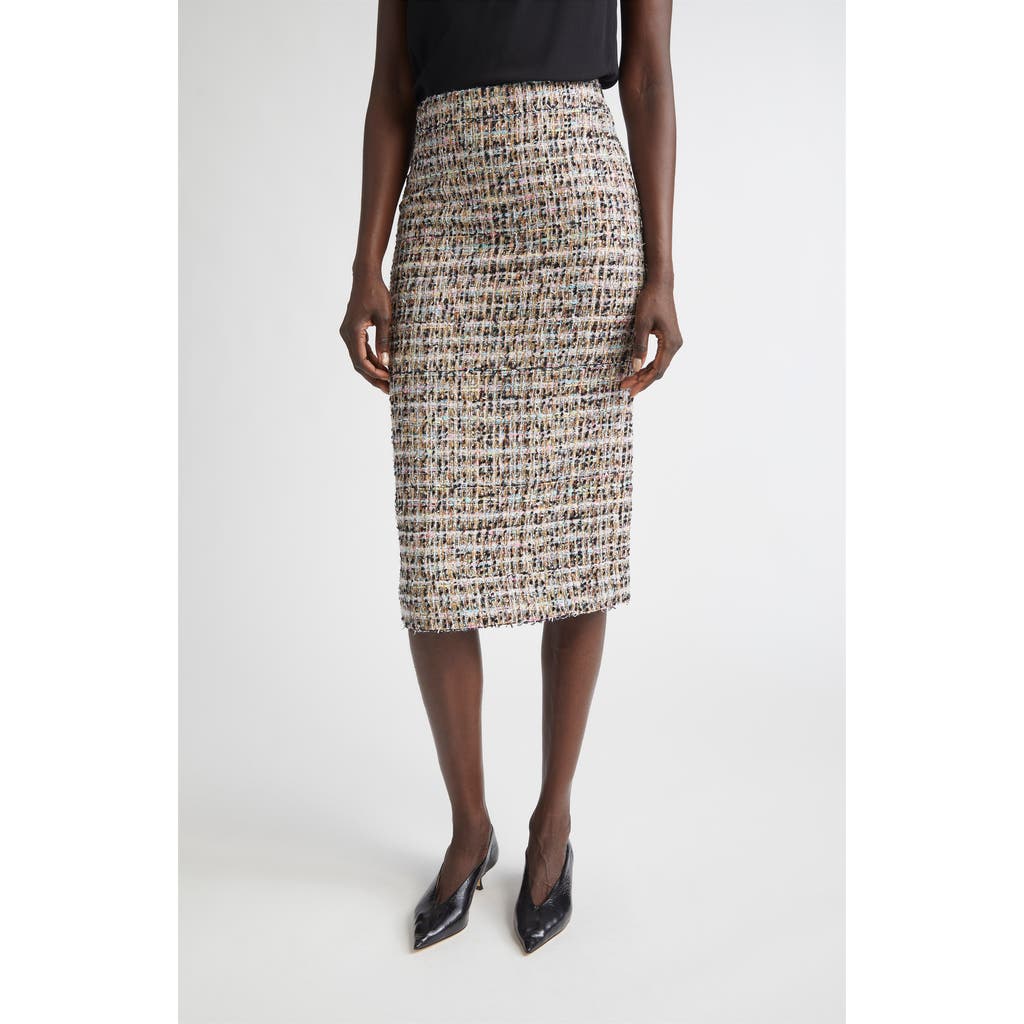 St John St. John Metallic Tweed Pencil Skirt In Brown