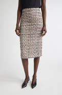 ST. JOHN Metallic Tweed Pencil Skirt