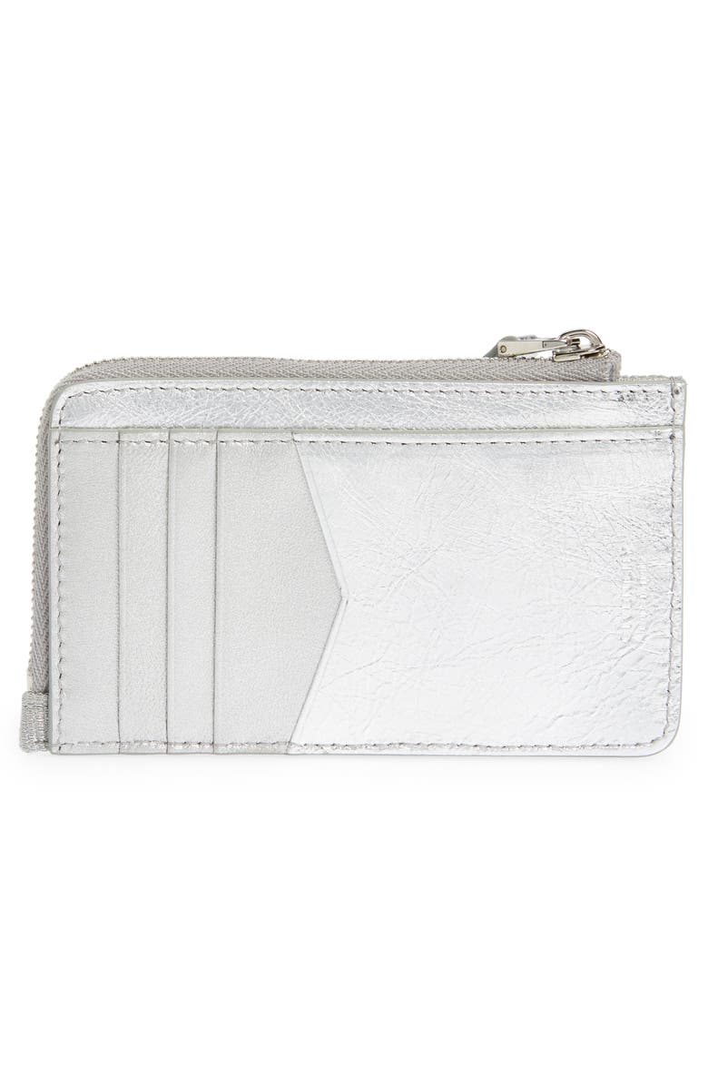 Givenchy 4G Embroidered Canvas & Metallic Leather Zip Card Case, Alternate, color,