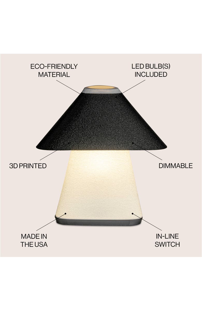 JONATHAN Y Enzo 11.63" Modern Contemporary Plant-Based PLA 3D Printed Dimmable LED Table Lamp, White/Black, Alternate, color, White/Black With White Shade