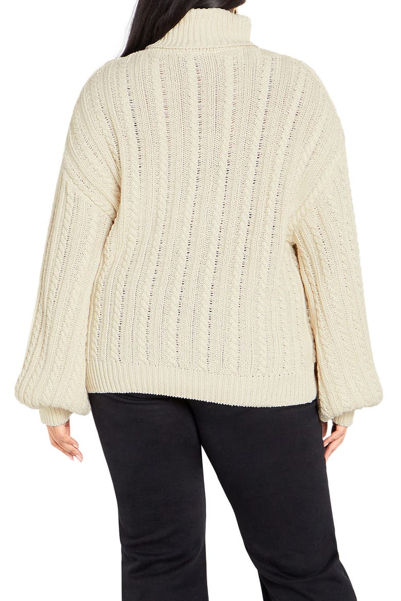 Avah Cable Stitch Turtleneck Sweater, Alternate, color, CREME