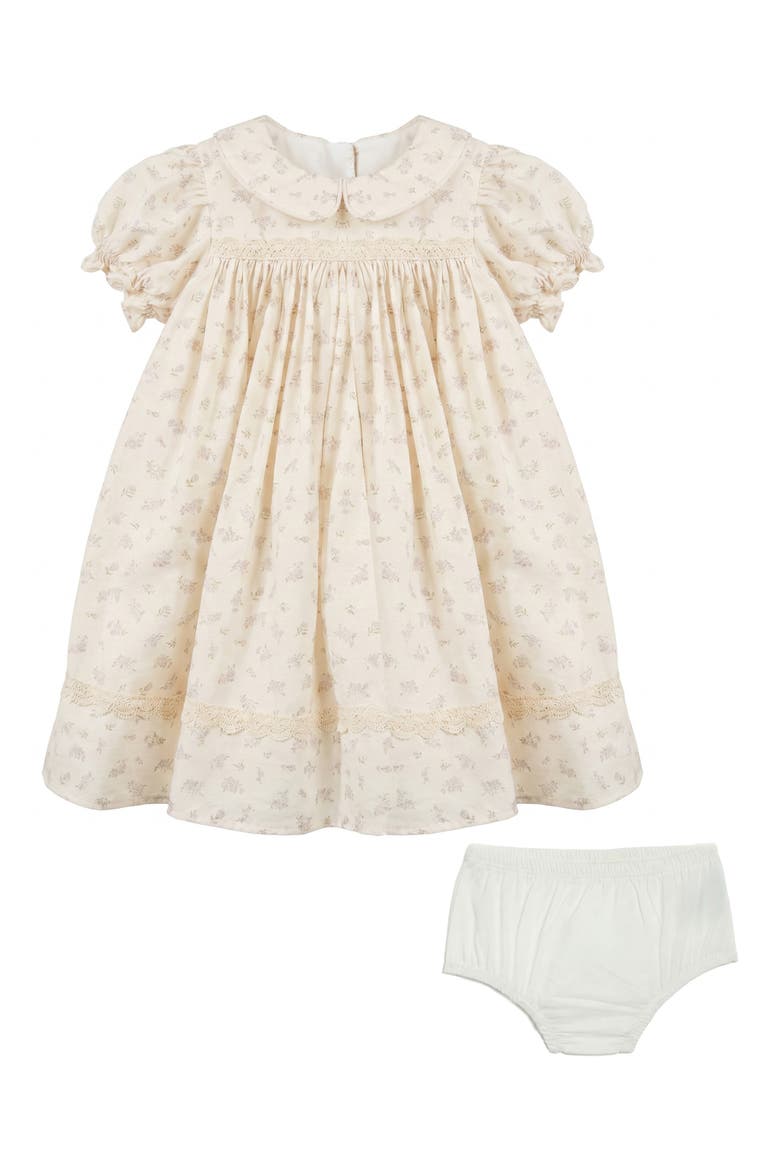 Melissa Floral Puff Sleeve Dress & Bloomers Set, Main, color, CREAM