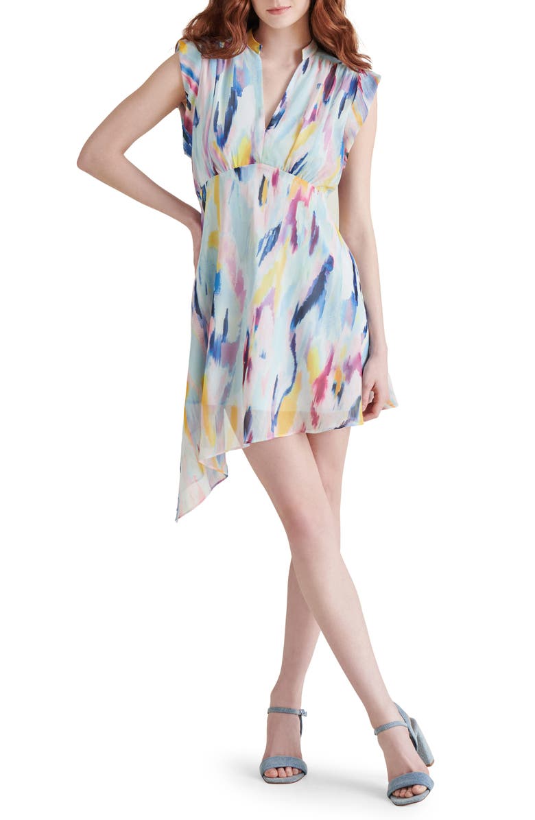 Steve Madden Rinna Abstract Print Asymmetric Hem Dress, Main, color, 