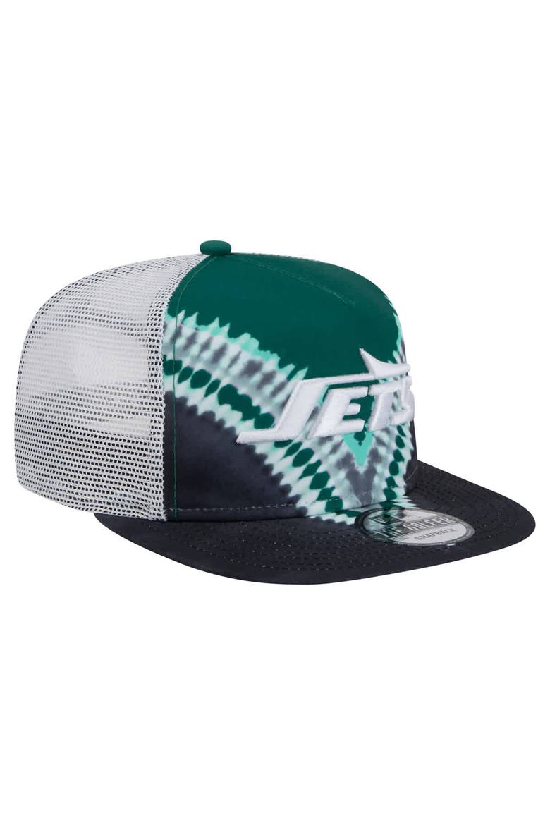 Men's New Era Green/Black New York Jets Throwback Dye Golfer Snapback Hat, Alternate, color, Green