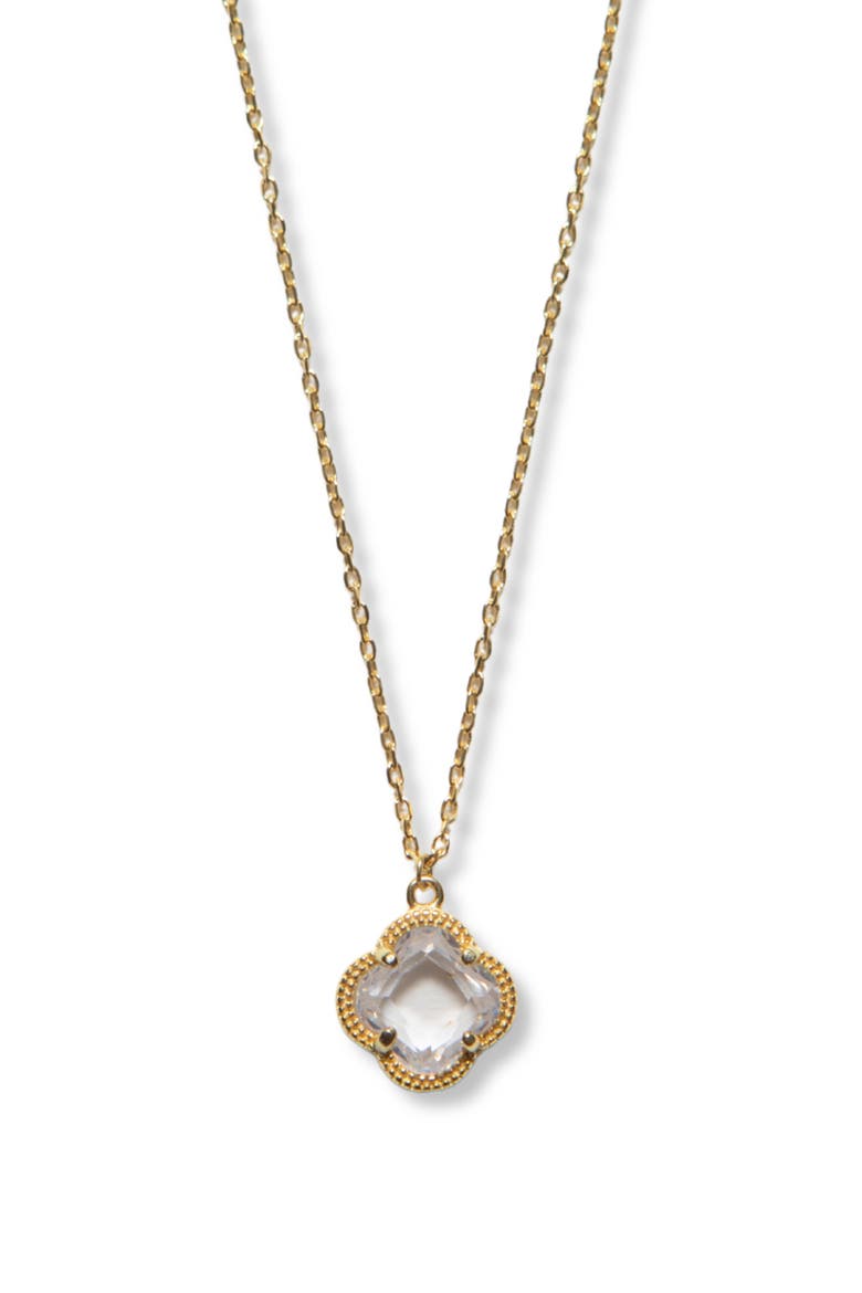 Cubic Zirconia Quatrefoil Pendant Necklace, Main, color, GOLD