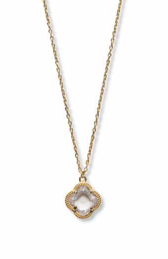 Cubic Zirconia Quatrefoil Pendant Necklace
