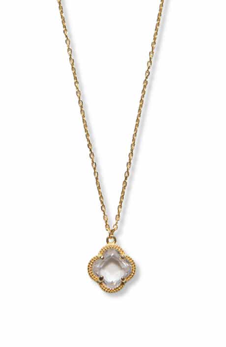 Argento Vivo Sterling Silver Cubic Zirconia Quatrefoil Pendant Necklace