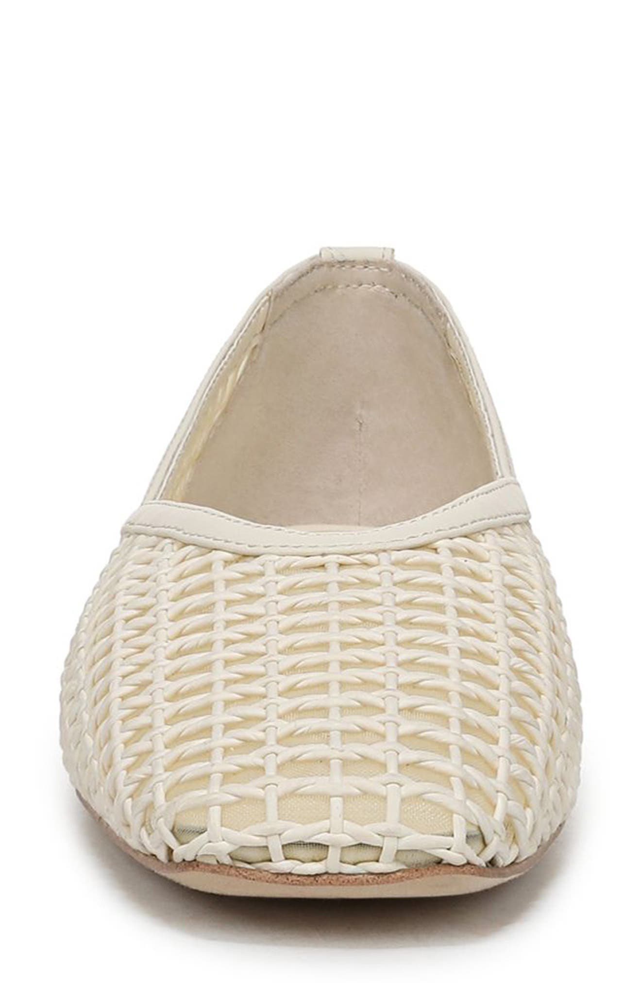 Flexa Square Toe Mesh Flat, Alternate, color, MARSHMALLOW WHITE
