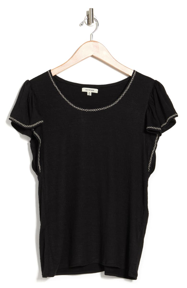 MAX STUDIO Flutter Sleeve Jersey Top, Alternate, color, 