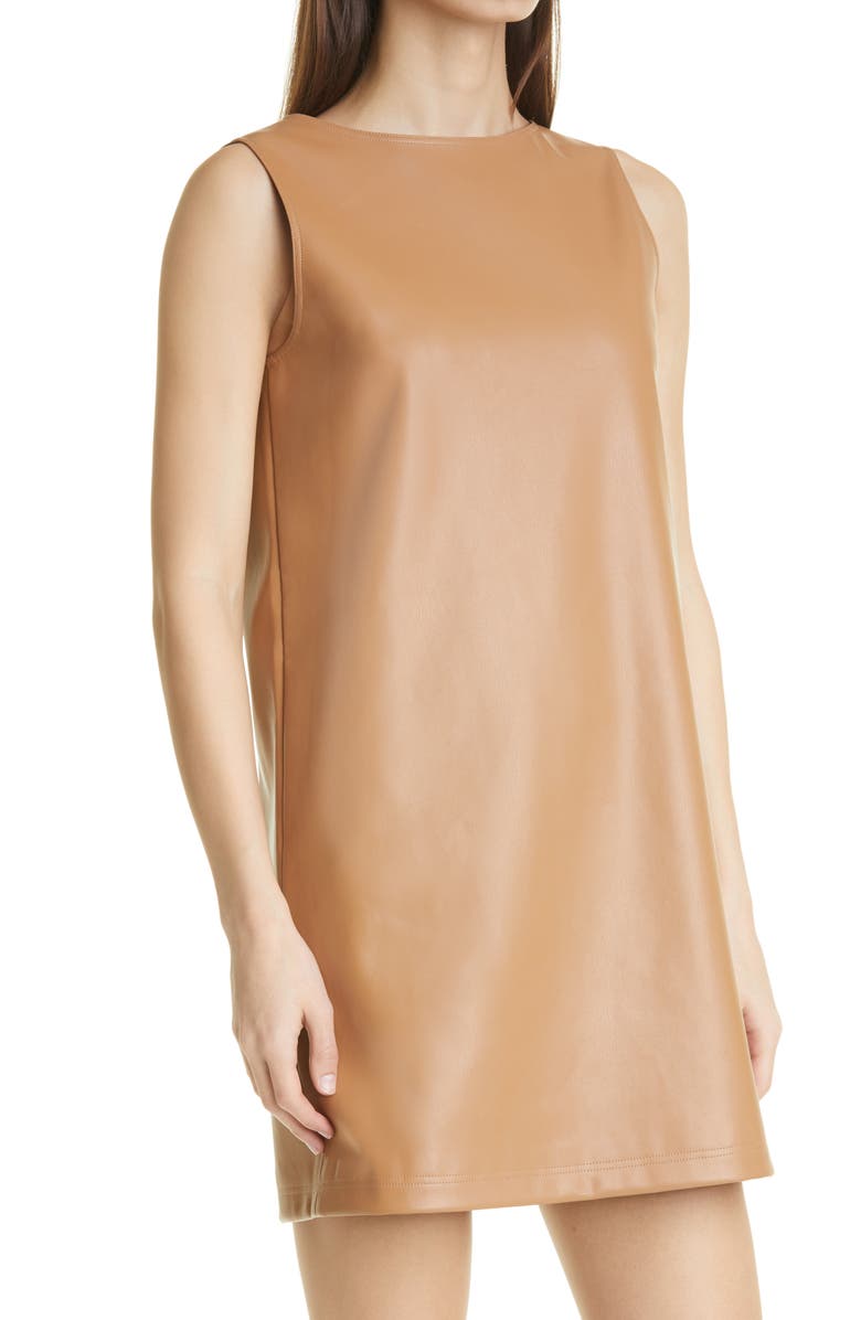 Theory Faux Leather Sleeveless Shift Dress, Alternate, color,