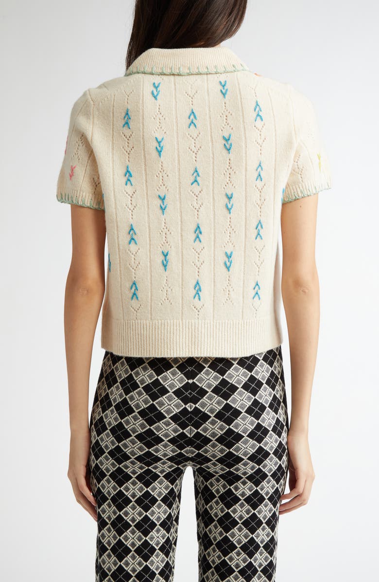 YanYan Daisy Embroidered Lambswool Cardigan, Alternate, color, 