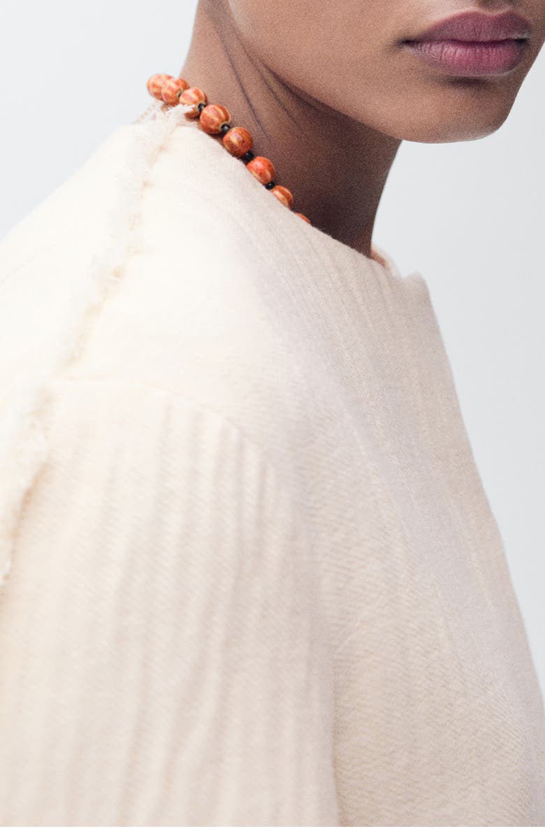 MANGO Oversize Fringe Cotton Jacket, Alternate, color, Sand