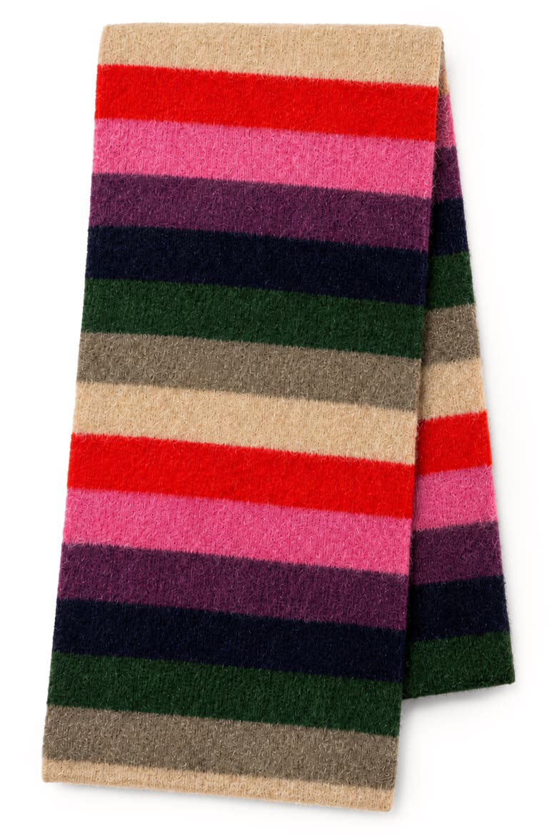 Multicolored Striped Knit Scarf, Main, color, MULTI