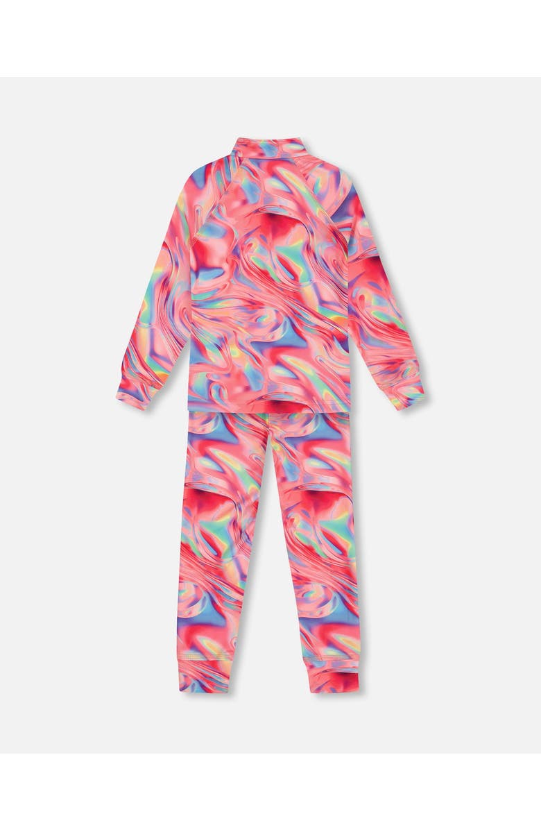 Deux par Deux Little Girl's Two Piece Thermal Underwear Set Printed Marble, Alternate, color, 