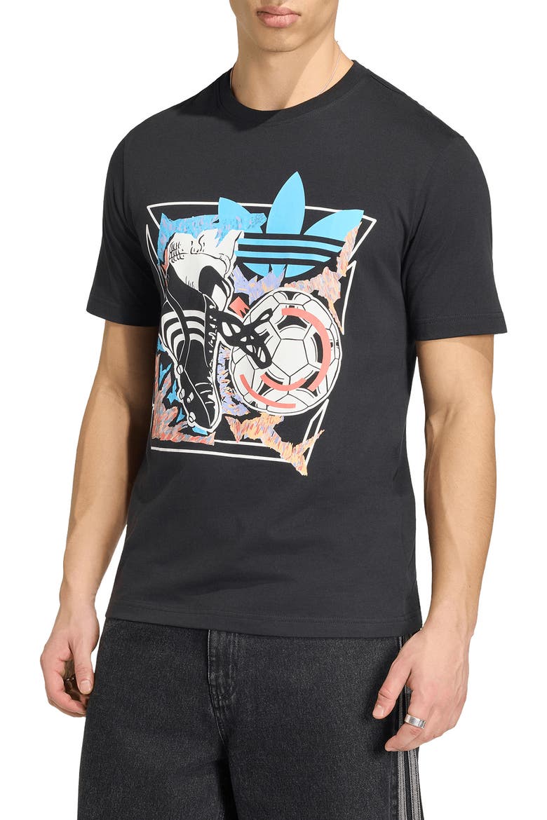 Anime Soccer Cotton Graphic T-Shirt, Main, color, BLACK/ /