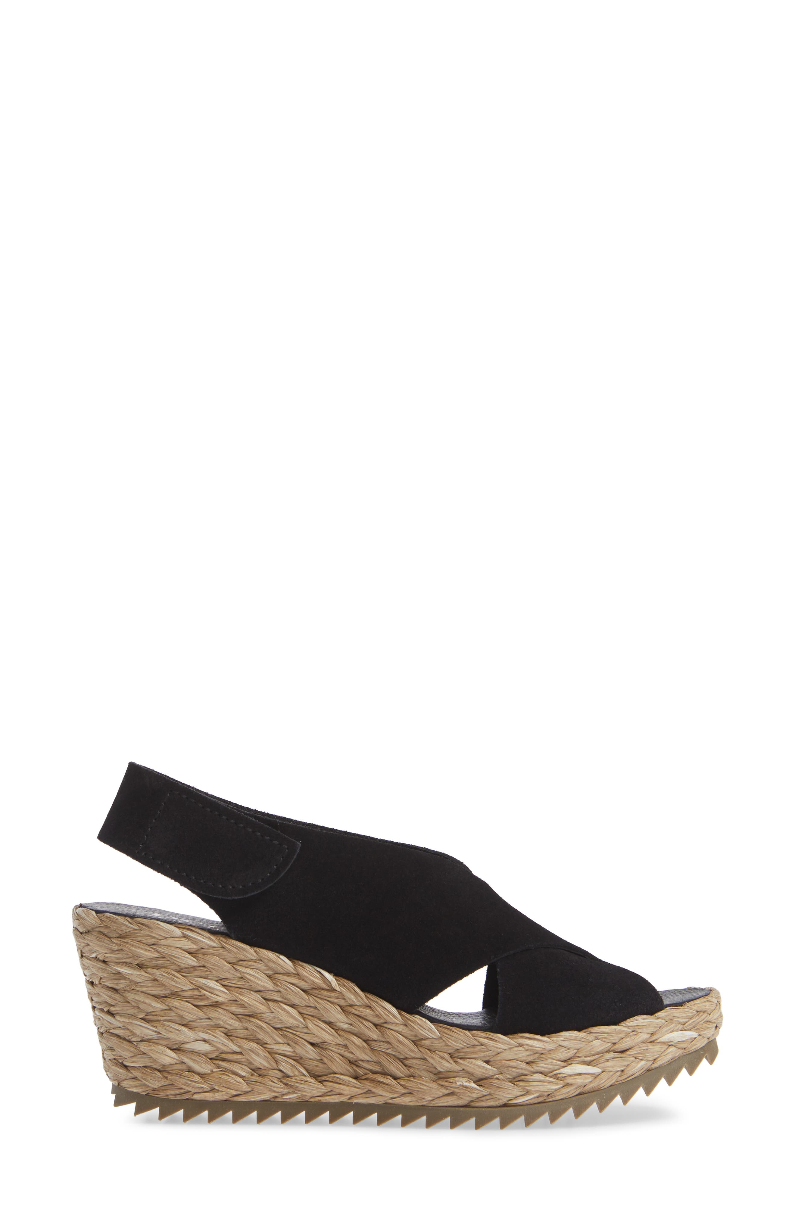 'Federica' Wedge Sandal, Alternate, color, BLACK CASTORO/ RAFFIA
