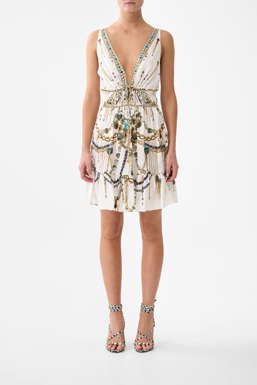 Camilla Shirred Waist Detail Mini Dress In White