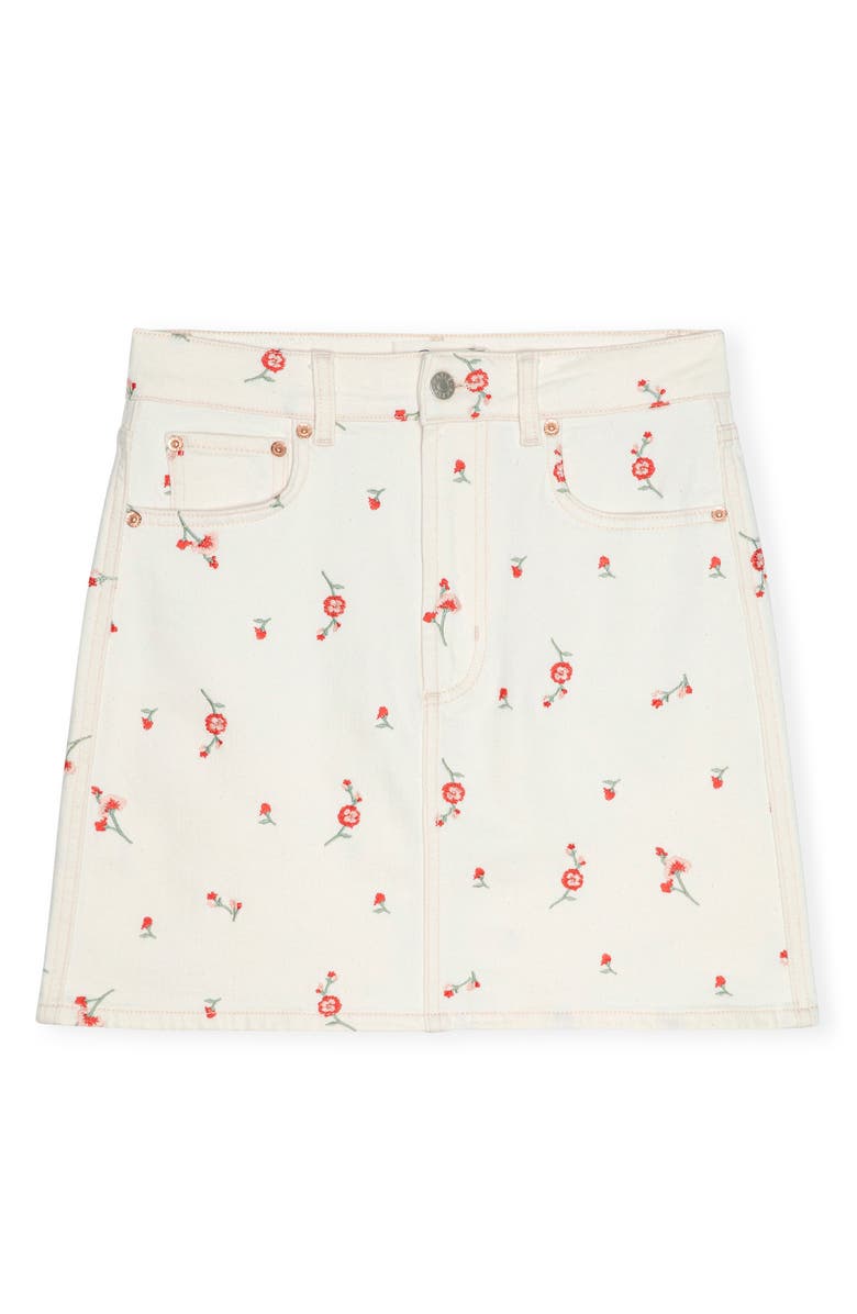 Rails Burbank Floral Embroidered Denim Miniskirt, Main, color, Ecru Romantic Floral