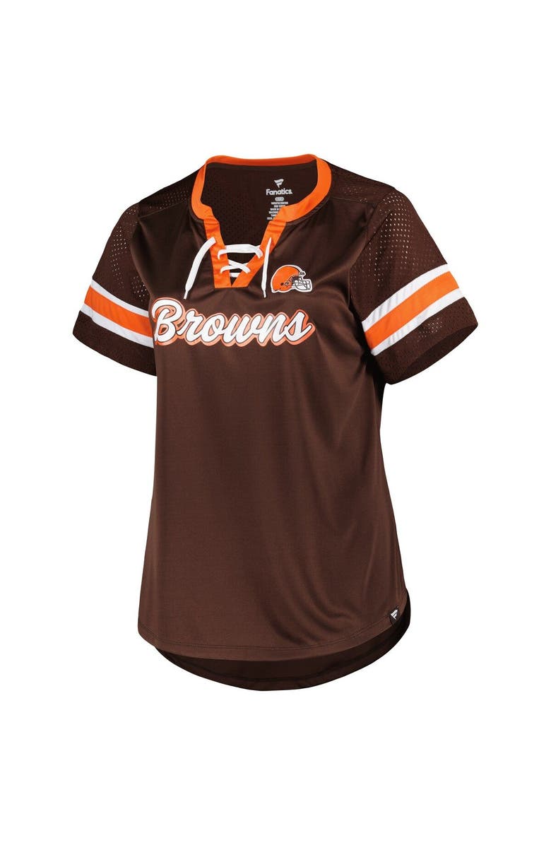 FANATICS Women's Fanatics Branded Brown Cleveland Browns Plus Size Original State Lace-Up T-Shirt, Alternate, color, 