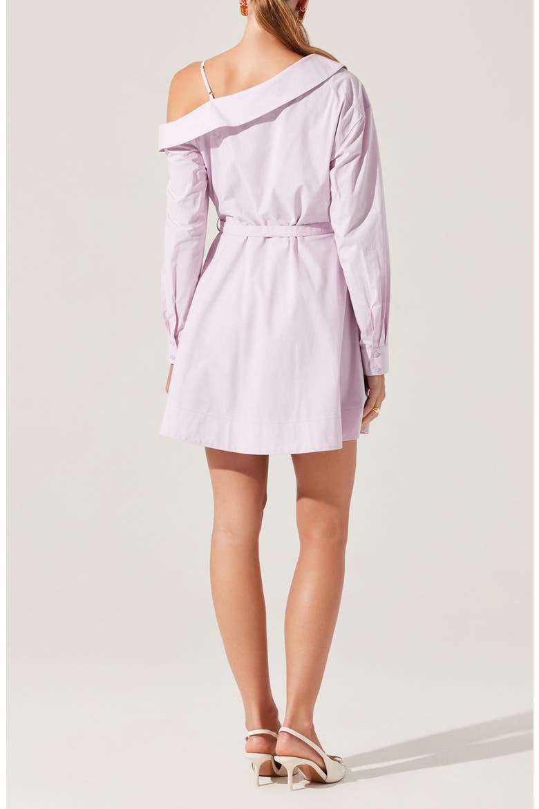 Aveni Off the Shoulder Belted Cotton Shirtdress, Alternate, color, LILAC