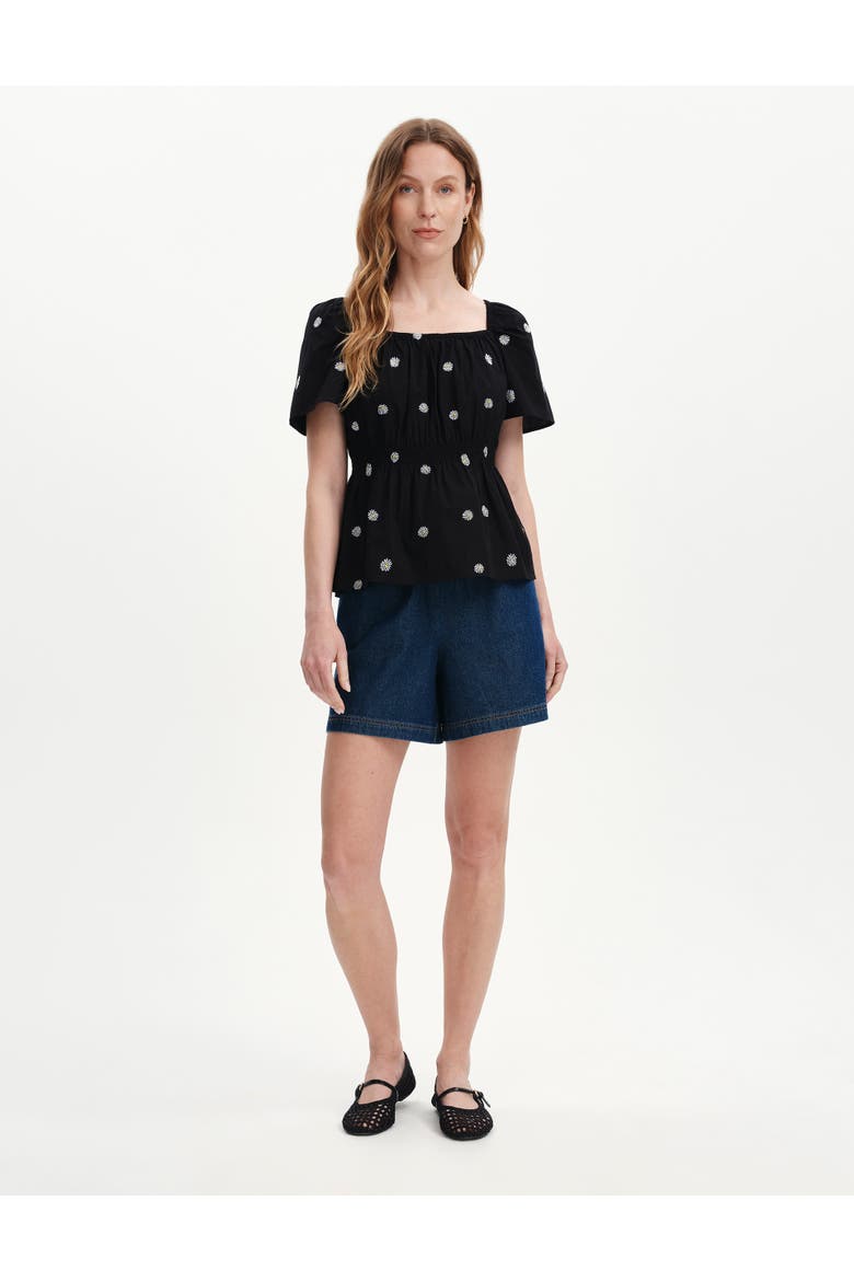 Holly Floral Embroidered Cotton Top, Alternate, color, Black Daisy