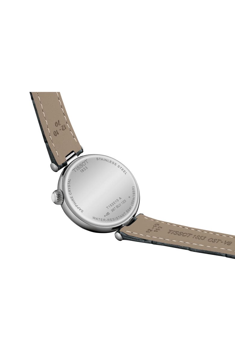 Tissot Desir Leather Strap Watch, 28mm, Alternate, color, Black